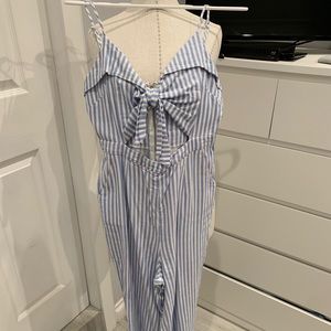 Striped blue and white romper